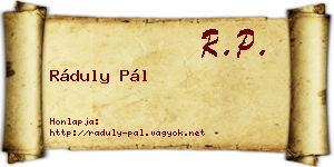 Ráduly Pál névjegykártya